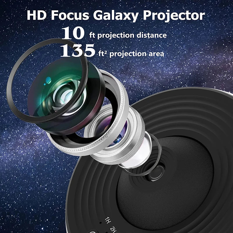 Ambiente relajante con proyector de galaxia