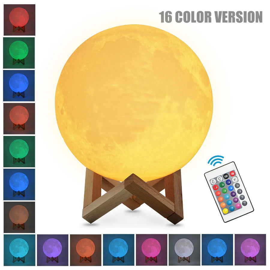 3D Moon Lamp — Rechargeable Night Light